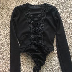 Lace up Black Bodysuit